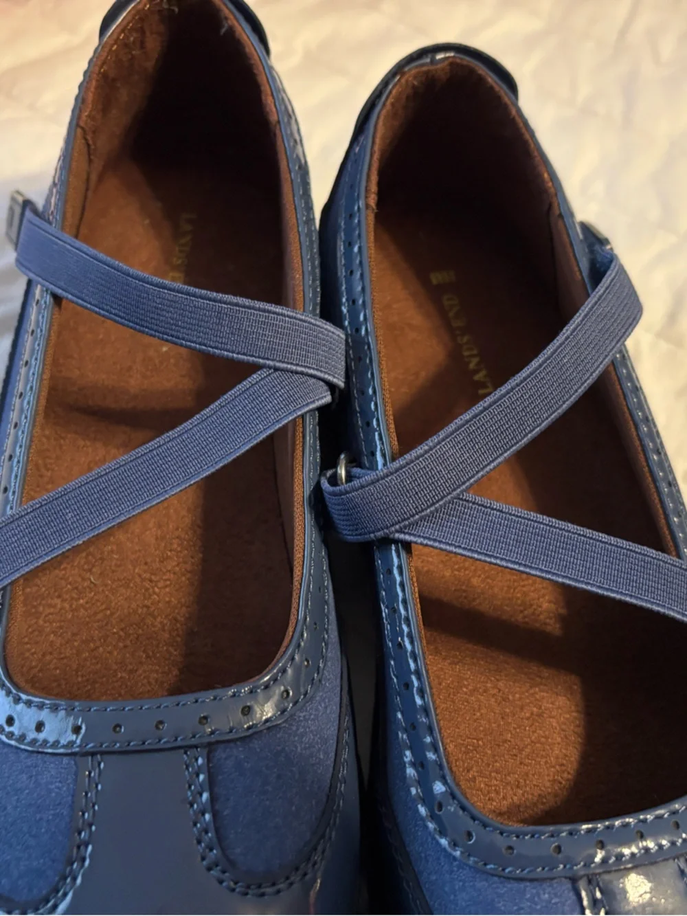 Lands End Mary Jane Blue Comfort Dress Shoe Size 6B‎ New!